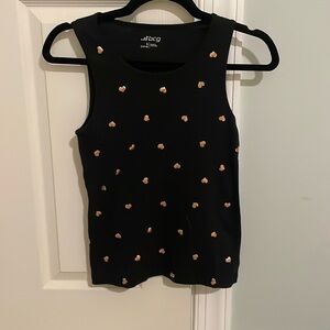 Black Metallic valentines heart sleeveless top